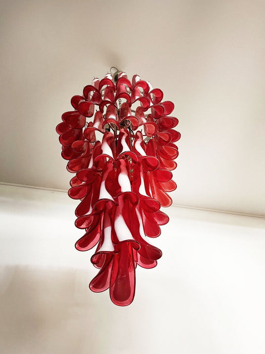 Glass Red Petals Spiral Chandelier - Simprolos