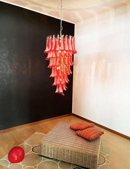 Glass Red Petals Spiral Chandelier - Simprolos