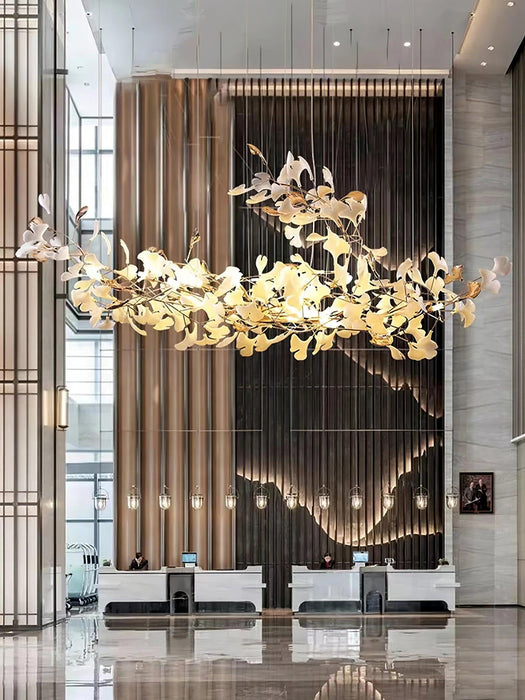 Gold White Leaves Combination Gingko Chandeliers - Simprolos