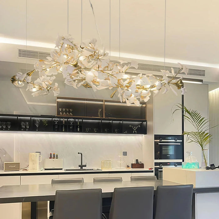 Gold White Leaves Combination Gingko Chandeliers - Simprolos