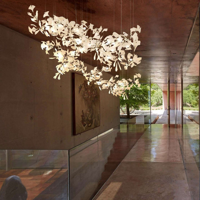 Gold White Leaves Combination Gingko Chandeliers - Simprolos