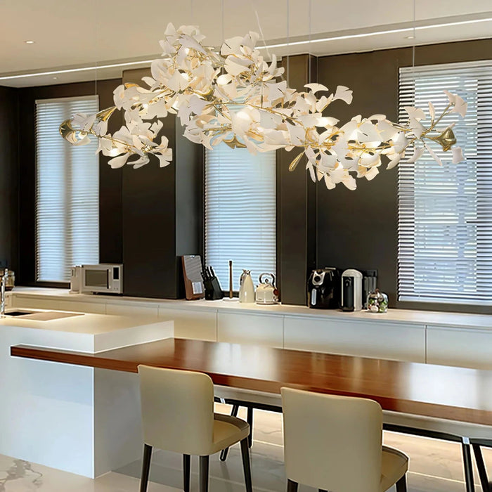 Gold White Leaves Combination Gingko Chandeliers - Simprolos