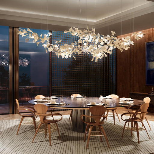 Gold White Leaves Combination Gingko Chandeliers - Simprolos