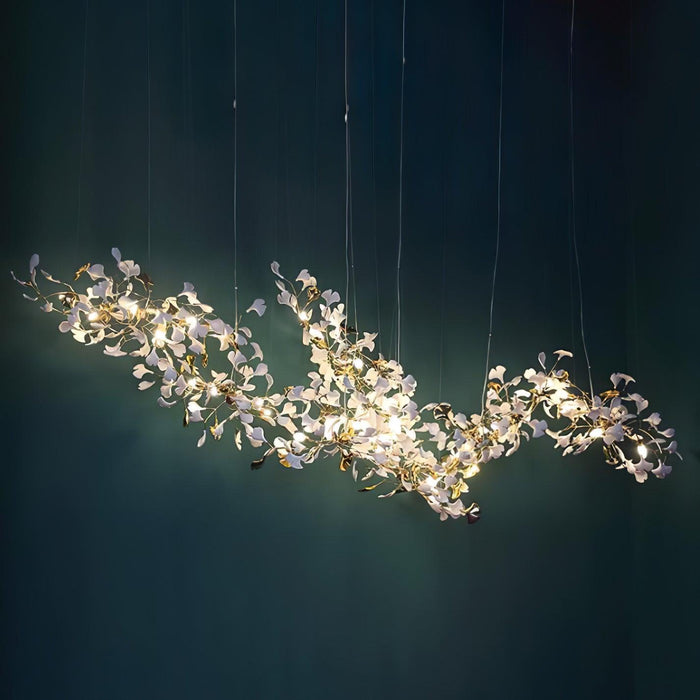Gold White Leaves Combination Gingko Chandeliers - Simprolos