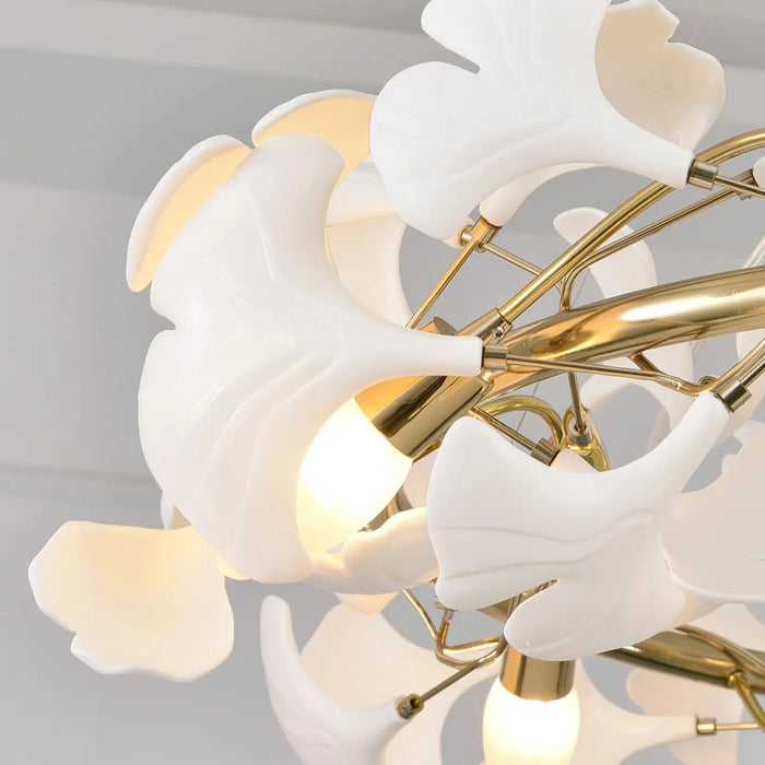 Gold White Leaves Combination Gingko Chandeliers - Simprolos