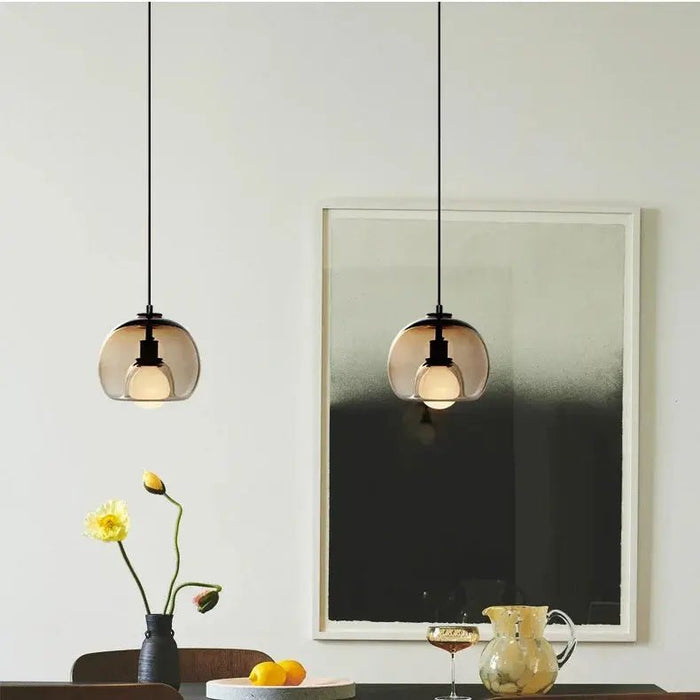 Handblown Stained Glass Orb Pendant Light Lampshade - Simprolos