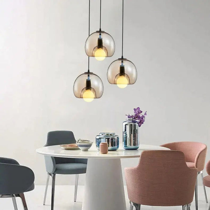 Handblown Stained Glass Orb Pendant Light Lampshade - Simprolos