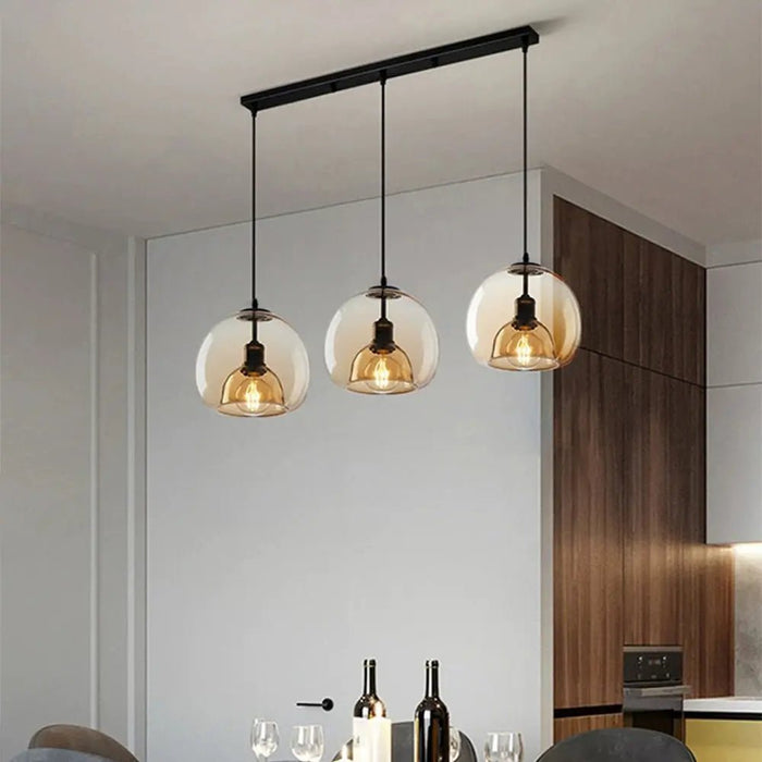 Handblown Stained Glass Orb Pendant Light Lampshade - Simprolos