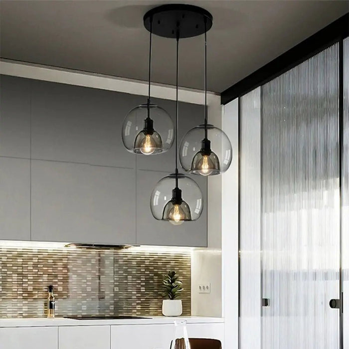 Handblown Stained Glass Orb Pendant Light Lampshade - Simprolos
