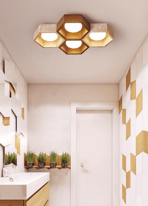 Honeycomb Travertine Ceiling Lamp - Simprolos
