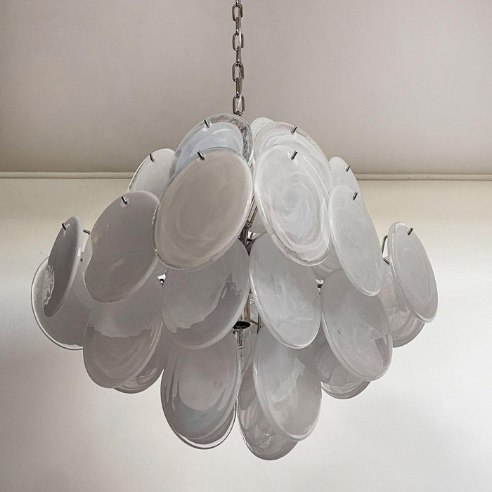 Isadora Glass White Disc Chandelier - Simprolos