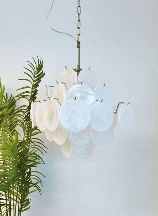 Isadora Glass White Disc Chandelier - Simprolos