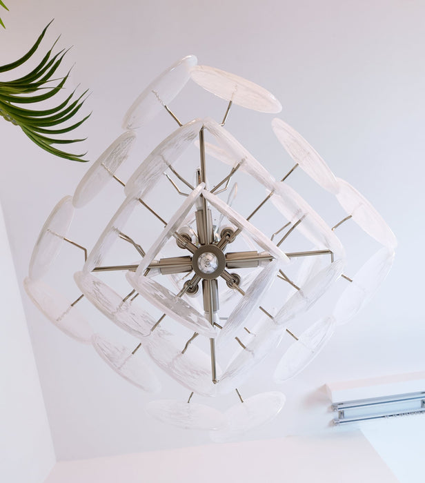 Isadora Glass White Disc Chandelier - Simprolos
