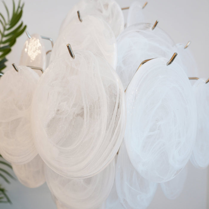 Isadora Glass White Disc Chandelier - Simprolos
