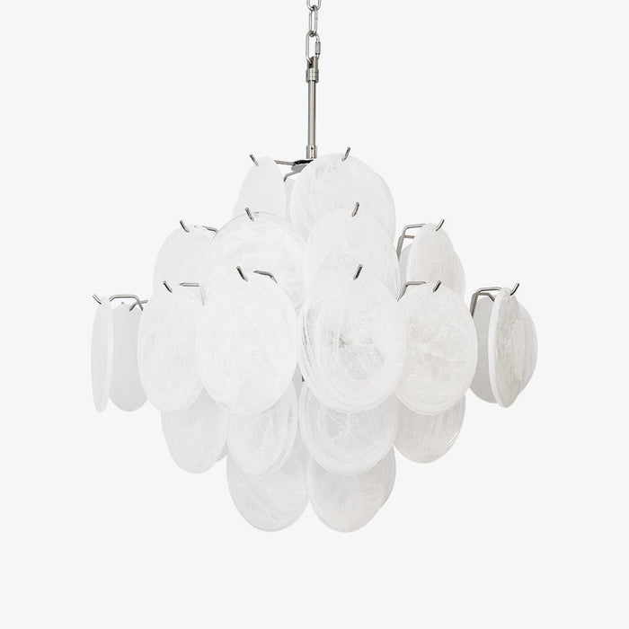 Isadora Glass White Disc Chandelier - Simprolos