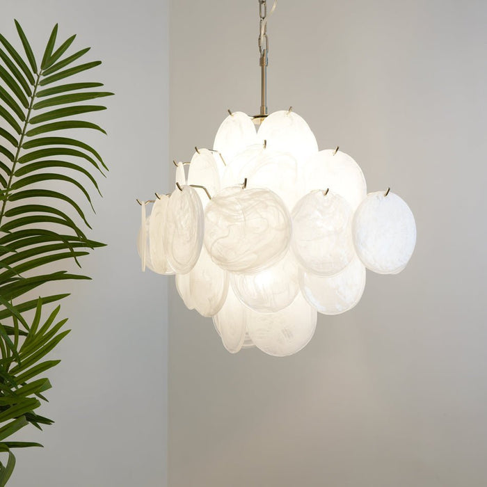 Isadora Glass White Disc Chandelier - Simprolos