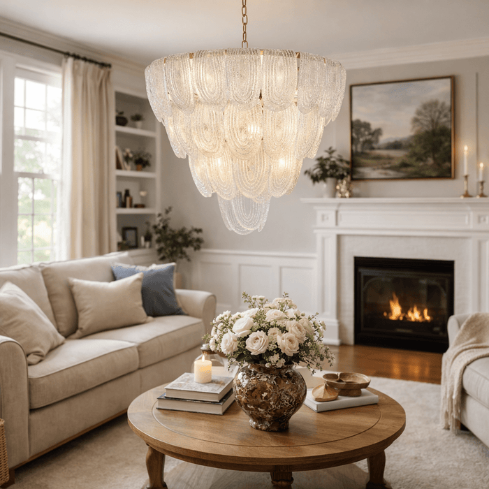 Layered Glass Petal Chandelier - Simprolos