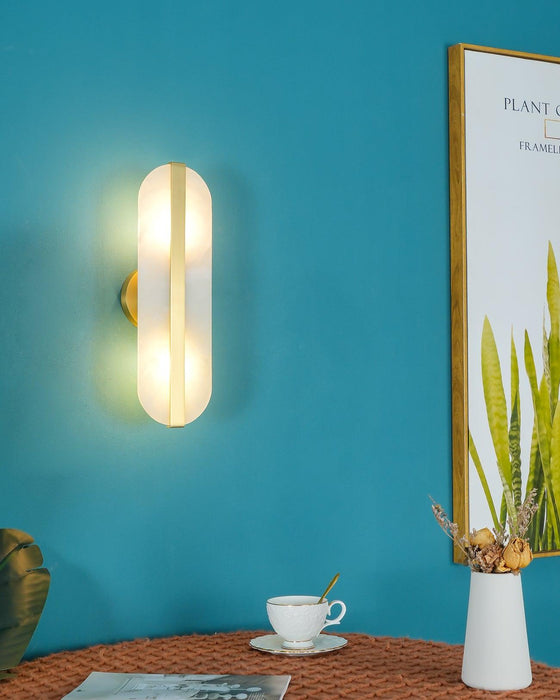 Long Ellipse Alabaster Wall Sconce - Simprolos