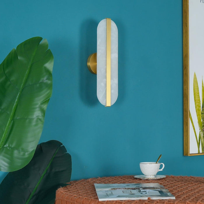 Long Ellipse Alabaster Wall Sconce - Simprolos