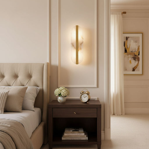 Long Ellipse Alabaster Wall Sconce - Simprolos
