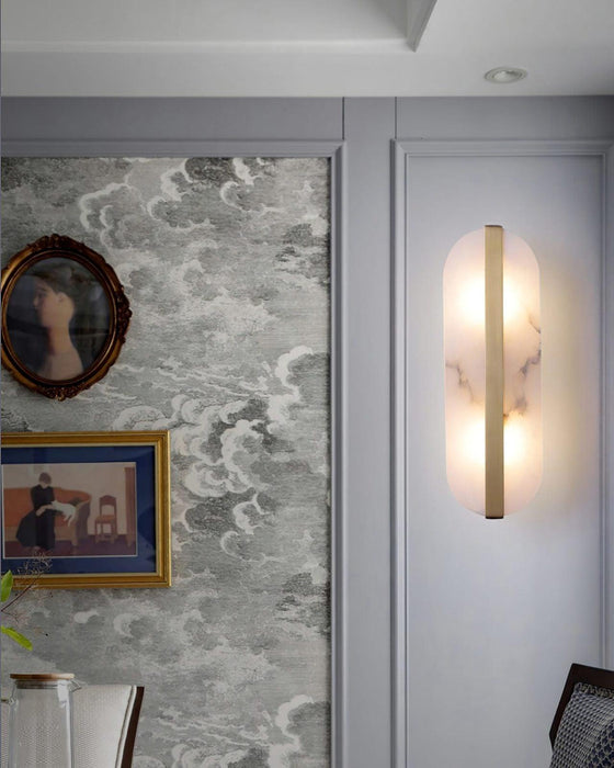 Long Ellipse Alabaster Wall Sconce - Simprolos