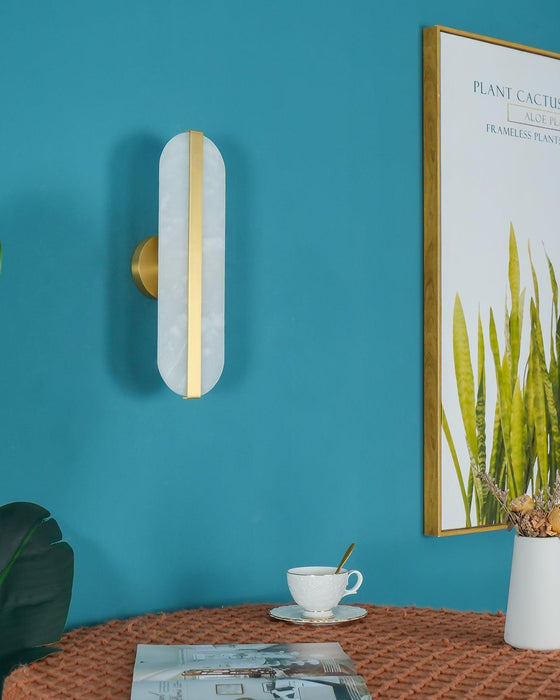 Long Ellipse Alabaster Wall Sconce - Simprolos