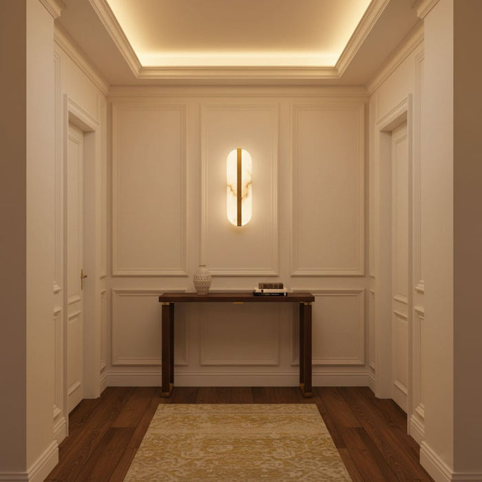Long Ellipse Alabaster Wall Sconce - Simprolos