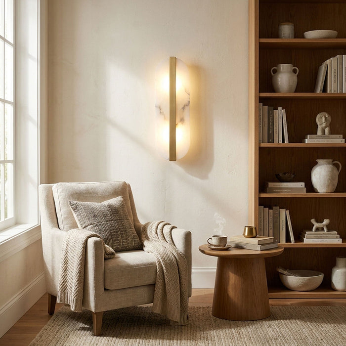 Long Ellipse Alabaster Wall Sconce - Simprolos