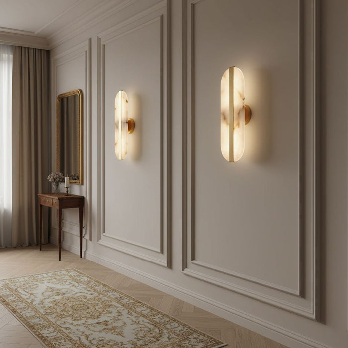 Long Ellipse Alabaster Wall Sconce - Simprolos