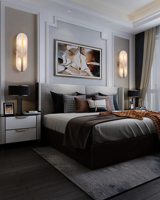 Long Ellipse Alabaster Wall Sconce - Simprolos