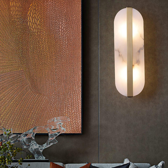 Long Ellipse Alabaster Wall Sconce - Simprolos