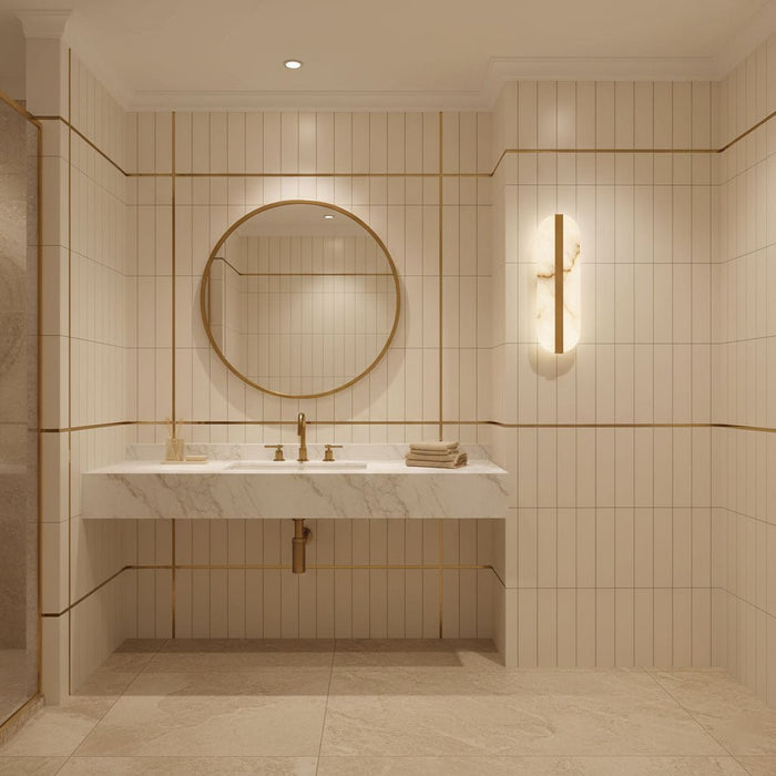 Long Ellipse Alabaster Wall Sconce - Simprolos