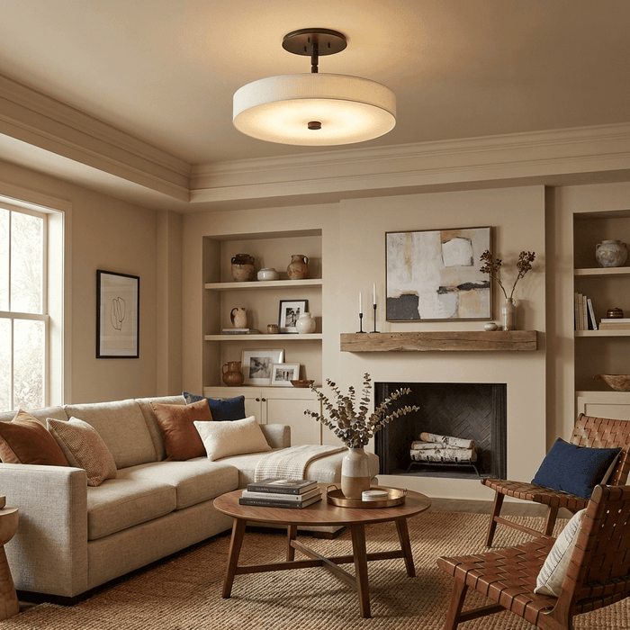 Luma Linen Drum Ceiling Light - Simprolos