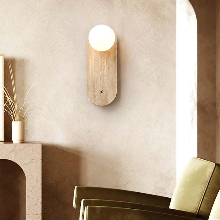 Luna Travertine Wall Sconce - Simprolos