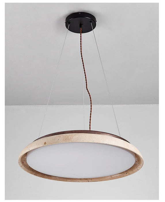 Lunar Disc Travertine Pendant Lamp - Simprolos