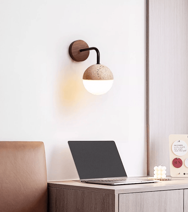 Lunar Stone Orb Sconce - Simprolos