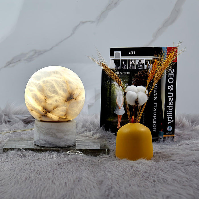 Marble Ball Alabaster Table Lamp - Simprolos