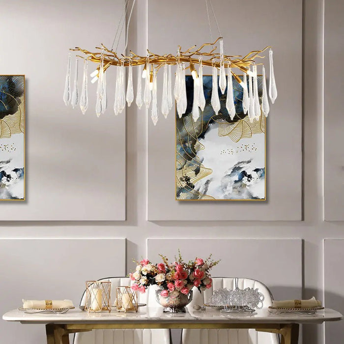 Modern Glass Teardrop Tiered Chandelier - Simprolos