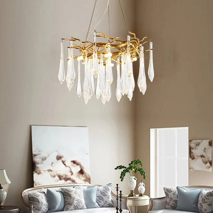 Modern Glass Teardrop Tiered Chandelier - Simprolos