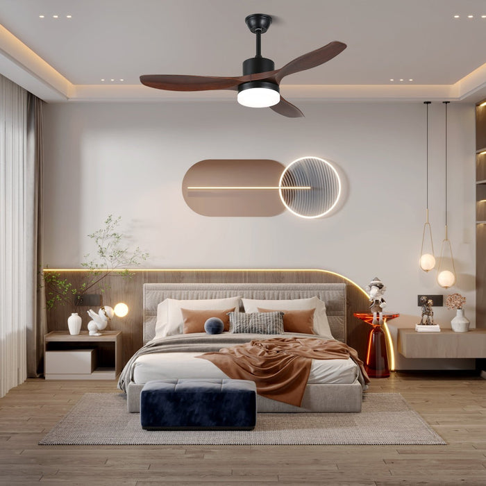 Morty Adams Wooden 48"/52" Ceiling Fan Light - Simprolos