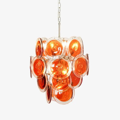 Murano Orange Disk Glass Chandelier - Simprolos
