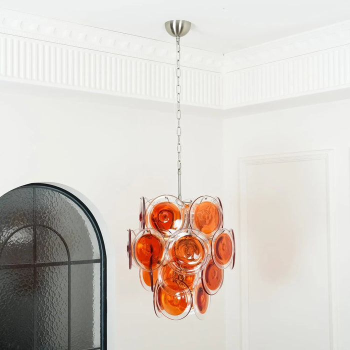 Murano Orange Disk Glass Chandelier - Simprolos