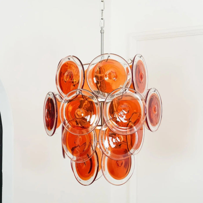 Murano Orange Disk Glass Chandelier - Simprolos
