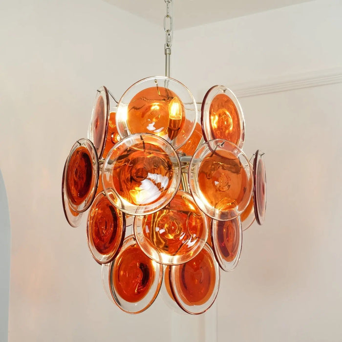 Murano Orange Disk Glass Chandelier - Simprolos