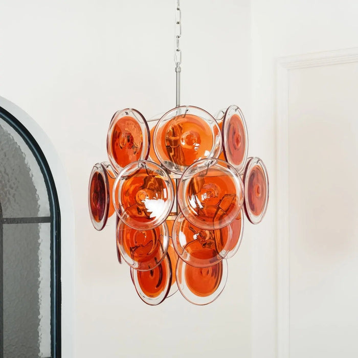 Murano Orange Disk Glass Chandelier - Simprolos