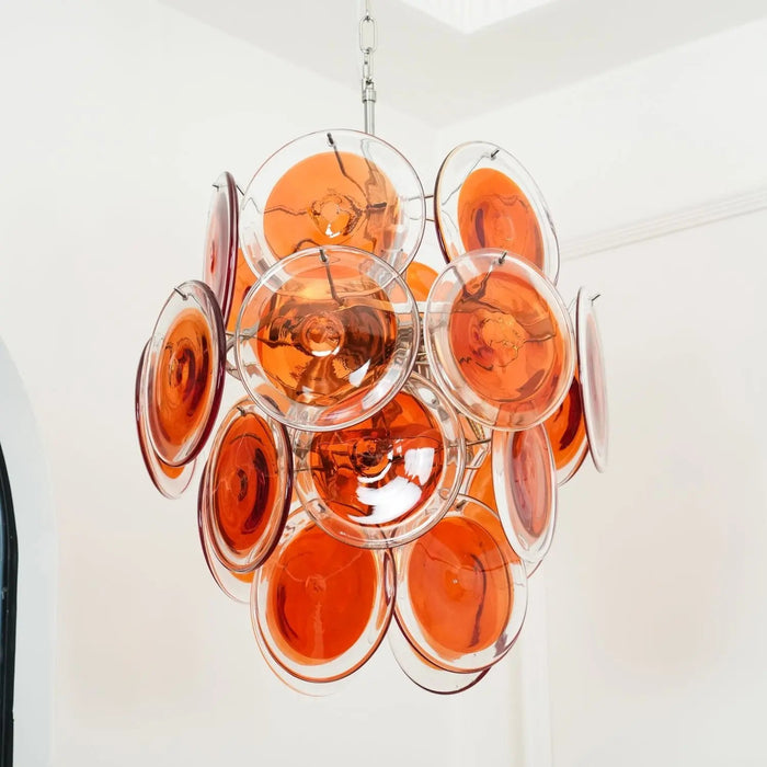Murano Orange Disk Glass Chandelier - Simprolos