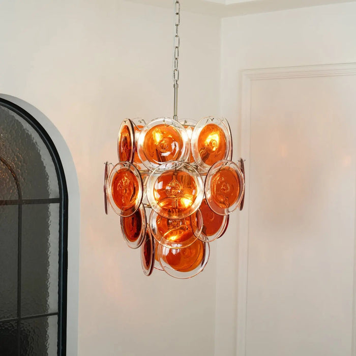 Murano Orange Disk Glass Chandelier - Simprolos