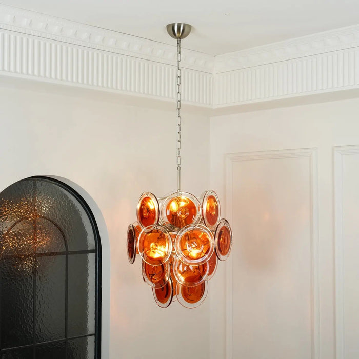 Murano Orange Disk Glass Chandelier - Simprolos