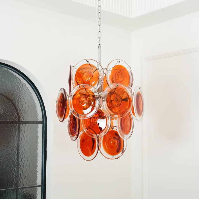 Murano Orange Disk Glass Chandelier - Simprolos