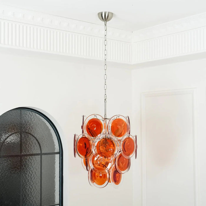 Murano Orange Disk Glass Chandelier - Simprolos